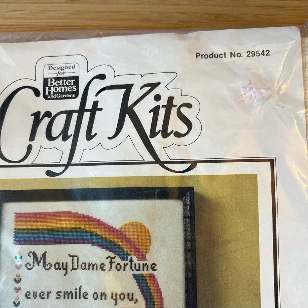 Vintage NIP! Cross Stitch Kit Better Homes & Gardens Quote Rainbow Canvas Thread
